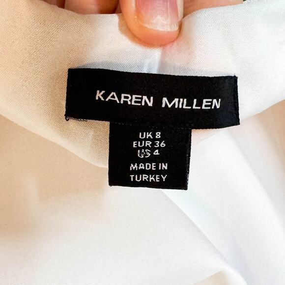 KAREN MILLEN abstract floral draped maxi dress open back 3266 - Picture 6 of 9